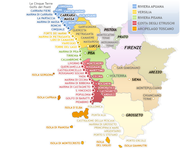 Mappa della Toscana